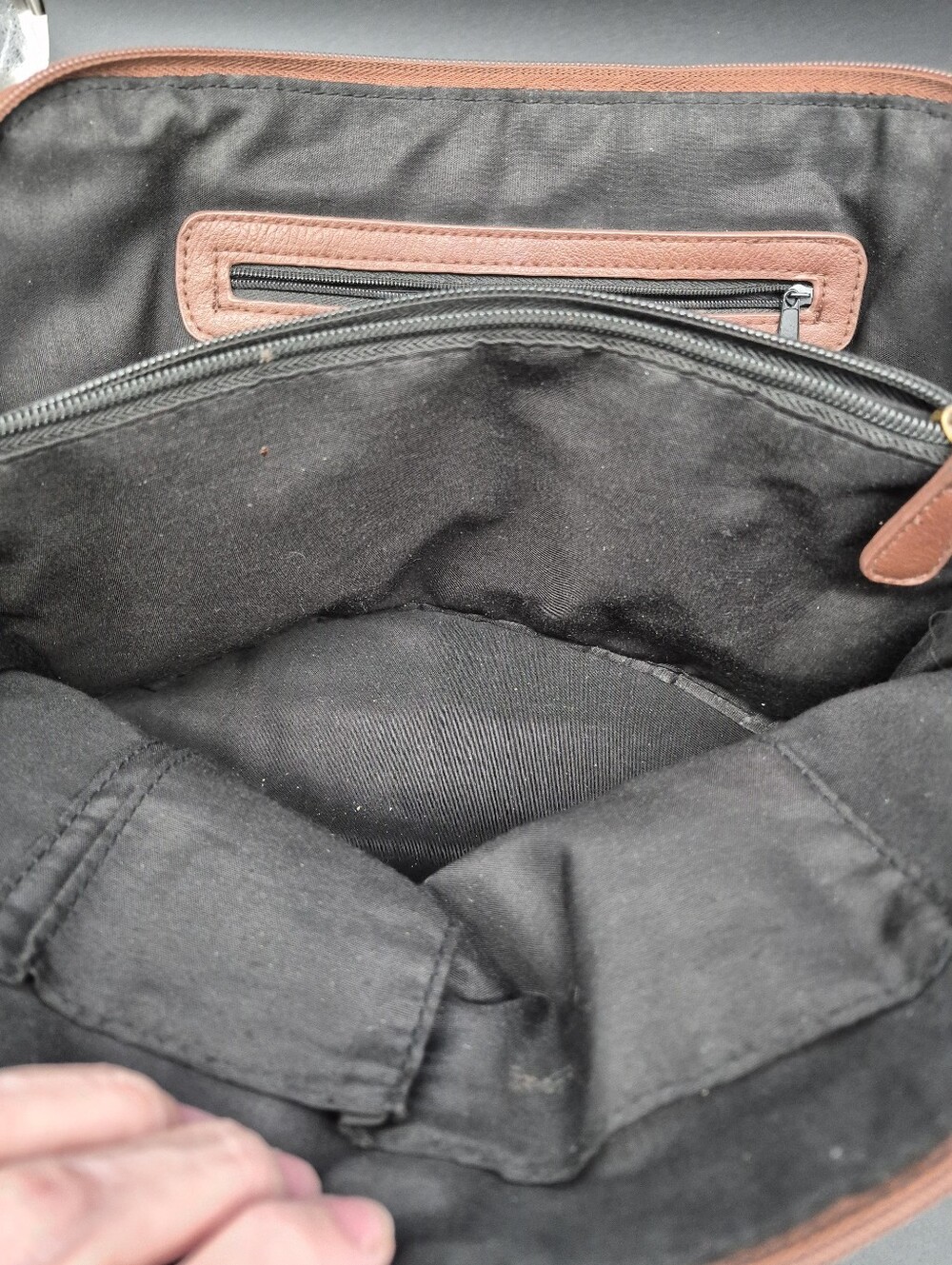 Bueno Large Two-Tone Black and Brown Structured Satchel, 13x9x5 - Picture 9 of 14
